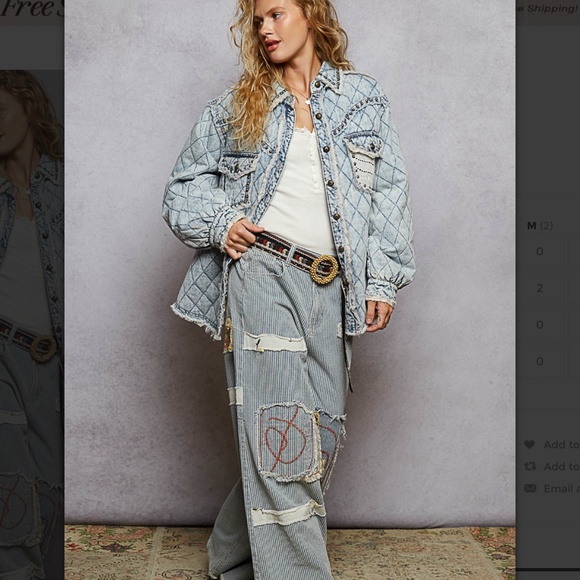 POL “ Rochester “ POL Quilted Jacket Shirt Shacket with Stud Detail 89 - Picture 6 of 8